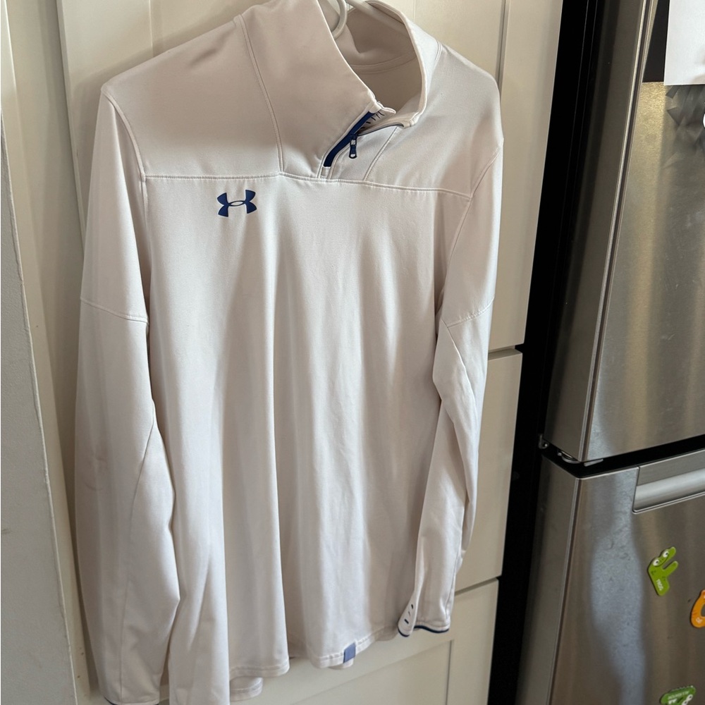 Under Armour White and Blue Quarter-Zip Top